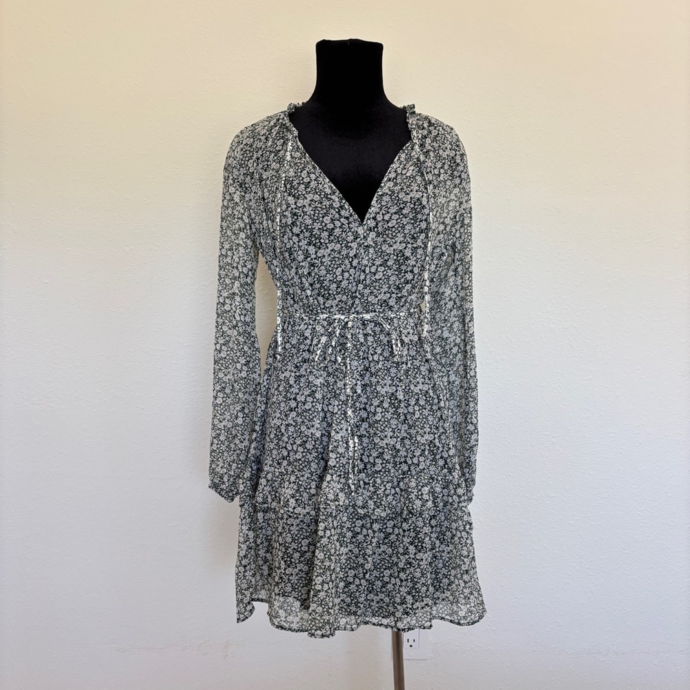 Abercrombie and Fitch Chiffon Green Floral Mini Dress
